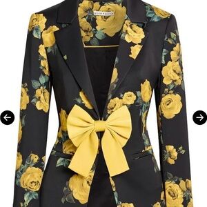 Alice + Olivia Yellow Floral Blazer with Bow